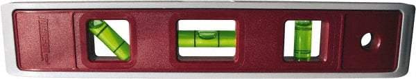 Johnson Level & Tool - 9" Long 3 Vial Torpedo Level - ABS Plastic, Orange, 1 Plumb, 1 Level & 1 45° Vials - Americas Industrial Supply