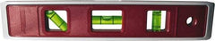 Johnson Level & Tool - Magnetic 9" Long 3 Vial Torpedo Level - ABS Plastic, Red, 1 Plumb, 1 Level & 1 45° Vials - Americas Industrial Supply