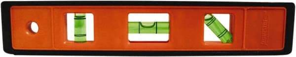 Johnson Level & Tool - 9" Long 3 Vial Torpedo Level - ABS Plastic, Orange, 1 Plumb, 1 Level & 1 45° Vials - Americas Industrial Supply