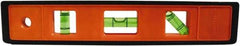 Johnson Level & Tool - 9" Long 3 Vial Torpedo Level - ABS Plastic, Orange, 1 Plumb, 1 Level & 1 45° Vials - Americas Industrial Supply