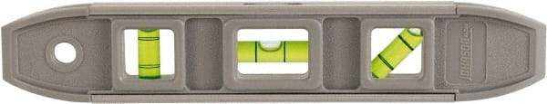 Johnson Level & Tool - Magnetic 9" Long 3 Vial Torpedo Level - Aluminum, Gray, 1 Plumb, 1 Level & 1 45° Vials - Americas Industrial Supply