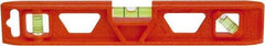 Johnson Level & Tool - 9" Long 3 Vial Torpedo Level - ABS Plastic, Orange, 1 Plumb, 1 Level & 1 45° Vials - Americas Industrial Supply