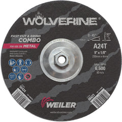 Vortec Pro 9″ × 1/8″ Type 27 Cutting Wheel, A24T, 5/8″-11 UNC Nut - Americas Industrial Supply