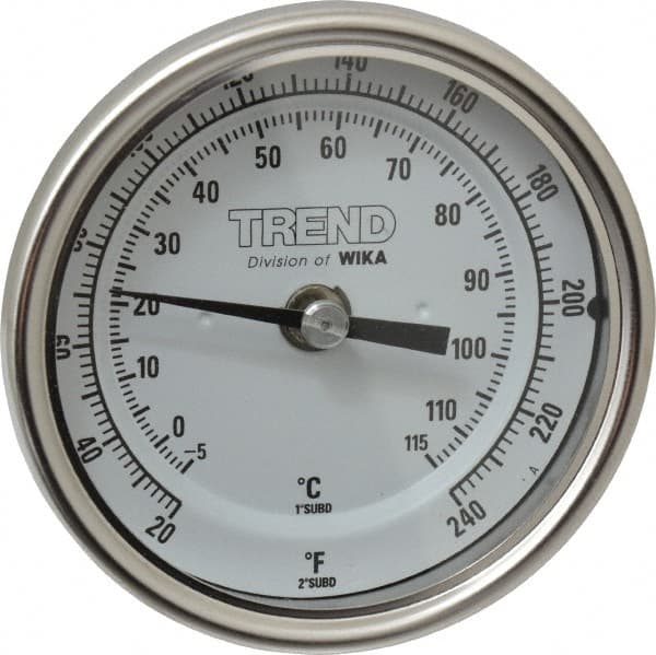 Wika - 2-1/2 Inch Long Stem, 3 Inch Dial Diameter, Stainless Steel, Back Connected Bi-Metal Thermometer - -5 to 115°C, 1% Accuracy - Americas Industrial Supply