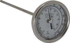 Wika - 9 Inch Long Stem, 3 Inch Dial Diameter, Stainless Steel, Back Connected Bi-Metal Thermometer - -5 to 50°C, 1% Accuracy - Americas Industrial Supply