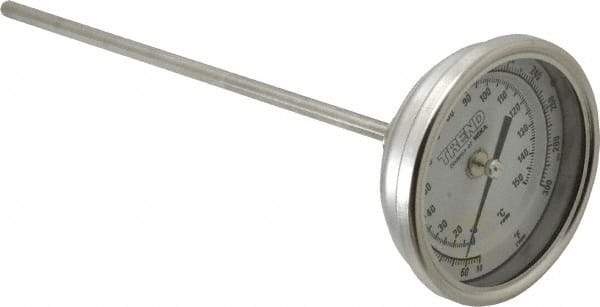 Wika - 9 Inch Long Stem, 3 Inch Dial Diameter, Stainless Steel, Back Connected Bi-Metal Thermometer - 10 to 150°C, 1% Accuracy - Americas Industrial Supply