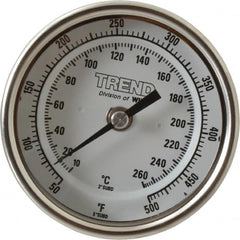 Wika - 9 Inch Long Stem, 3 Inch Dial Diameter, Stainless Steel, Back Connected Bi-Metal Thermometer - 10 to 260°C, 1% Accuracy - Americas Industrial Supply