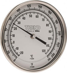Wika - 2-1/2 Inch Long Stem, 5 Inch Dial Diameter, Stainless Steel, Back Connected Bi-Metal Thermometer - -20 to 120°C, 1% Accuracy - Americas Industrial Supply