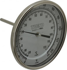 Wika - 4 Inch Long Stem, 5 Inch Dial Diameter, Stainless Steel, Back Connected Bi-Metal Thermometer - -20 to 120°C, 1% Accuracy - Americas Industrial Supply
