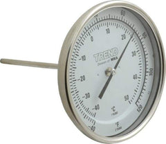 Wika - 6 Inch Long Stem, 5 Inch Dial Diameter, Stainless Steel, Back Connected Bi-Metal Thermometer - -40 to 50°C, 1% Accuracy - Americas Industrial Supply