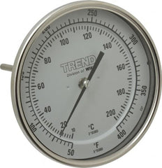 Wika - 6 Inch Long Stem, 5 Inch Dial Diameter, Stainless Steel, Back Connected Bi-Metal Thermometer - 10 to 200°C, 1% Accuracy - Americas Industrial Supply