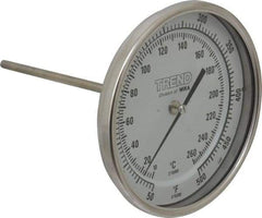 Wika - 6 Inch Long Stem, 5 Inch Dial Diameter, Stainless Steel, Back Connected Bi-Metal Thermometer - 10 to 260°C, 1% Accuracy - Americas Industrial Supply