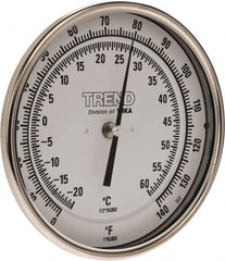 Wika - 9 Inch Long Stem, 5 Inch Dial Diameter, Stainless Steel, Back Connected Bi-Metal Thermometer - -20 to 60°C, 1% Accuracy - Americas Industrial Supply