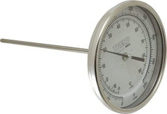 Wika - 9 Inch Long Stem, 5 Inch Dial Diameter, Stainless Steel, Back Connected Bi-Metal Thermometer - -15 to 90°C, 1% Accuracy - Americas Industrial Supply