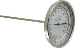 Wika - 9 Inch Long Stem, 5 Inch Dial Diameter, Stainless Steel, Back Connected Bi-Metal Thermometer - -20 to 120°C, 1% Accuracy - Americas Industrial Supply