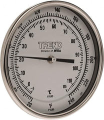 Wika - 9 Inch Long Stem, 5 Inch Dial Diameter, Stainless Steel, Back Connected Bi-Metal Thermometer - -5 to 115°C, 1% Accuracy - Americas Industrial Supply