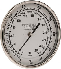 Wika - 9 Inch Long Stem, 5 Inch Dial Diameter, Stainless Steel, Back Connected Bi-Metal Thermometer - 10 to 260°C, 1% Accuracy - Americas Industrial Supply