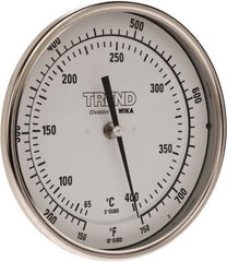 Wika - 9 Inch Long Stem, 5 Inch Dial Diameter, Stainless Steel, Back Connected Bi-Metal Thermometer - 65 to 400°C, 1% Accuracy - Americas Industrial Supply