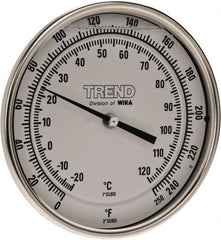 Wika - 2-1/2 Inch Long Stem, 5 Inch Dial Diameter, Stainless Steel, Back Connected Bi-Metal Thermometer - -20 to 120°C, 1% Accuracy - Americas Industrial Supply