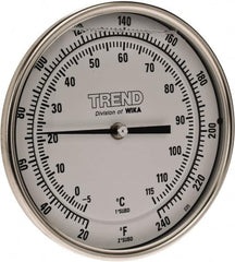 Wika - 4 Inch Long Stem, 5 Inch Dial Diameter, Stainless Steel, Back Connected Bi-Metal Thermometer - -5 to 115°C, 1% Accuracy - Americas Industrial Supply
