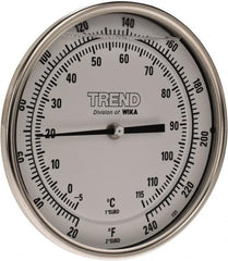 Wika - 6 Inch Long Stem, 5 Inch Dial Diameter, Stainless Steel, Back Connected Bi-Metal Thermometer - -5 to 115°C, 1% Accuracy - Americas Industrial Supply