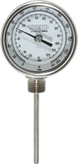 Wika - 4 Inch Long Stem, 3 Inch Dial Diameter, Stainless Steel, Bottom Connected Bi-Metal Thermometer - -20 to 120°C, 1% Accuracy - Americas Industrial Supply