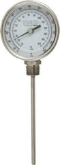 Wika - 6 Inch Long Stem, 3 Inch Dial Diameter, Stainless Steel, Bottom Connected Bi-Metal Thermometer - 10 to 150°C, 1% Accuracy - Americas Industrial Supply