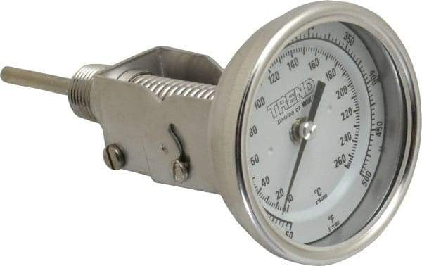 Wika - 2-1/2 Inch Long Stem, 3 Inch Dial Diameter, Stainless Steel, Adjustable Angle Bi-Metal Thermometer - 10 to 260°C, 1% Accuracy - Americas Industrial Supply