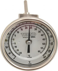 Wika - 4 Inch Long Stem, 3 Inch Dial Diameter, Stainless Steel, Adjustable Angle Bi-Metal Thermometer - -20 to 60°C, 1% Accuracy - Americas Industrial Supply