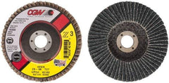 Camel Grinding Wheels - 36 Grit, 4" Disc Diam, 5/8" Center Hole, Type 27 Zirconia Alumina Flap Disc - 15,300 Max RPM, Poly Cotton Backing, Arbor Attaching System, Coated - Americas Industrial Supply