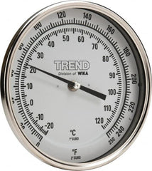 Wika - 2-1/2 Inch Long Stem, 5 Inch Dial Diameter, Stainless Steel, Adjustable Angle Bi-Metal Thermometer - -20 to 120°C, 1% Accuracy - Americas Industrial Supply