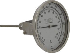 Wika - 4 Inch Long Stem, 5 Inch Dial Diameter, Stainless Steel, Adjustable Angle Bi-Metal Thermometer - -5 to 115°C, 1% Accuracy - Americas Industrial Supply