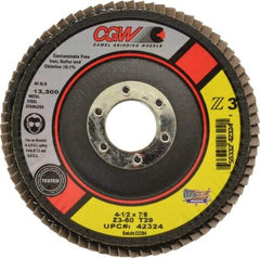 Camel Grinding Wheels - 60 Grit, 4-1/2" Disc Diam, 7/8" Center Hole, Type 29 Zirconia Alumina Flap Disc - 13,300 Max RPM, Poly Cotton Backing, Arbor Attaching System, Coated - Americas Industrial Supply