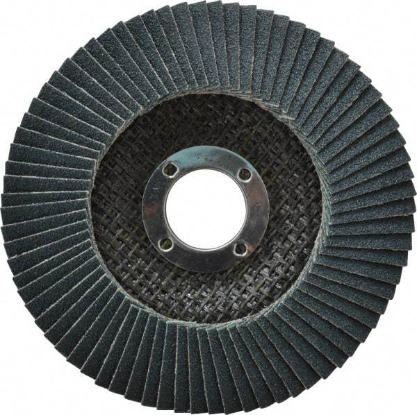 Camel Grinding Wheels - 80 Grit, 4-1/2" Disc Diam, 7/8" Center Hole, Type 29 Zirconia Alumina Flap Disc - 13,300 Max RPM, Poly Cotton Backing, Arbor Attaching System, Coated - Americas Industrial Supply