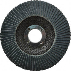 Camel Grinding Wheels - 80 Grit, 4-1/2" Disc Diam, 7/8" Center Hole, Type 29 Zirconia Alumina Flap Disc - 13,300 Max RPM, Poly Cotton Backing, Arbor Attaching System, Coated - Americas Industrial Supply