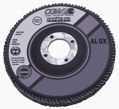 Camel Grinding Wheels - 40 Grit, 4" Disc Diam, 7/8" Center Hole, Type 27 Aluminum Oxide Flap Disc - 15,300 Max RPM, Polyester Backing, Arbor Attaching System, Coated - Americas Industrial Supply
