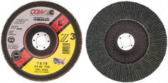 Camel Grinding Wheels - 40 Grit, 7" Disc Diam, 7/8" Center Hole, Type 29 Zirconia Alumina Flap Disc - 8,600 Max RPM, Poly Cotton Backing, Arbor Attaching System, Coated - Americas Industrial Supply