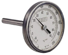 Wika - 9 Inch Long Stem, 2 Inch Dial Diameter, Stainless Steel, Back Connected Bi-Metal Thermometer - -5 to 115°C, 1% Accuracy - Americas Industrial Supply
