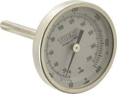 Wika - 2-1/2 Inch Long Stem, 2 Inch Dial Diameter, Stainless Steel, Back Connected Bi-Metal Thermometer - 10 to 200°C, 1% Accuracy - Americas Industrial Supply