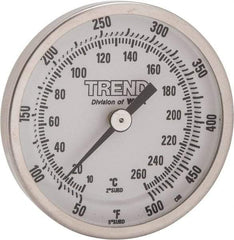 Wika - 2-1/2 Inch Long Stem, 2 Inch Dial Diameter, Stainless Steel, Back Connected Bi-Metal Thermometer - 10 to 260°C, 1% Accuracy - Americas Industrial Supply