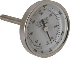 Wika - 2-1/2 Inch Long Stem, 2 Inch Dial Diameter, Stainless Steel, Back Connected Bi-Metal Thermometer - 65 to 400°C, 1% Accuracy - Americas Industrial Supply