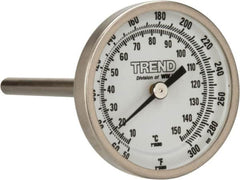 Wika - 4 Inch Long Stem, 2 Inch Dial Diameter, Stainless Steel, Back Connected Bi-Metal Thermometer - 10 to 150°C, 1% Accuracy - Americas Industrial Supply
