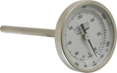 Wika - 4 Inch Long Stem, 2 Inch Dial Diameter, Stainless Steel, Back Connected Bi-Metal Thermometer - 65 to 400°C, 1% Accuracy - Americas Industrial Supply