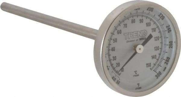 Wika - 6 Inch Long Stem, 2 Inch Dial Diameter, Stainless Steel, Back Connected Bi-Metal Thermometer - 10 to 150°C, 1% Accuracy - Americas Industrial Supply