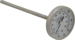 Wika - 6 Inch Long Stem, 2 Inch Dial Diameter, Stainless Steel, Back Connected Bi-Metal Thermometer - 10 to 200°C, 1% Accuracy - Americas Industrial Supply
