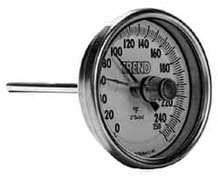 Wika - 6 Inch Long Stem, 3 Inch Dial Diameter, Stainless Steel, Back Connected Bi-Metal Thermometer - -70 to 70°C, 1% Accuracy - Americas Industrial Supply