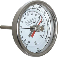 Wika - 2-1/2 Inch Long Stem, 3 Inch Dial Diameter, Stainless Steel, Back Connected Bi-Metal Thermometer - -20 to 120°C, 1% Accuracy - Americas Industrial Supply