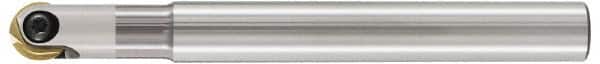 LMT - 3/8" Cut Diam, 1.97" Max Depth of Cut, 3/8" Shank Diam, 5.91" OAL, Indexable Ball Nose End Mill - 1.97" Head Length, Straight Shank, EBG-R-NC Toolholder, WPB 0375, WPR 0375 Insert - Americas Industrial Supply