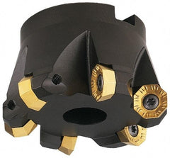 LMT - 2-1/2" Cut Diam, 3/4" Arbor Hole, 0.63" Max Depth of Cut, 45° Indexable Chamfer & Angle Face Mill - 4 Inserts, RCKX 1606 Insert, Right Hand Cut, 4 Flutes, Series FCT45 - Americas Industrial Supply