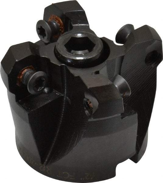 LMT - 2" Cut Diam, 3/4" Arbor Hole, 0.63" Max Depth of Cut, 45° Indexable Chamfer & Angle Face Mill - 4 Inserts, RCKX 1606 Insert, Right Hand Cut, 4 Flutes, Series FCT45 - Americas Industrial Supply